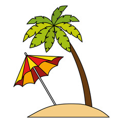 Poster - tree palms with umbrella