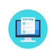 online survey, feedback form on screen vector icon