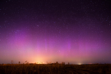 night landscape with northern lights. aurora borealis
