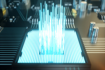 Poster - 3d illustration circuit board. technology background. central computer processors cpu concept. mothe