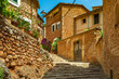 Spain Majorca, view of picturesque old mediterranean mountain village Fornalutx