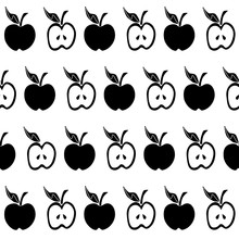 Black White Apple Seamless Pattern