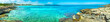 Panorama Anblick auf die Küste von Cala Millor, Strand mit türkis klarem Wasser, Insel Mallorca, Mittelmeer Spanien