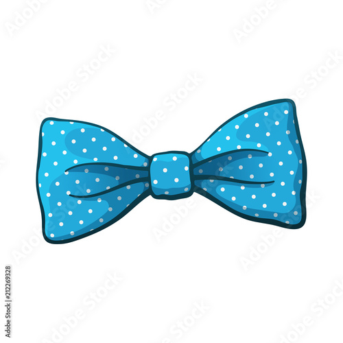 Blue bow tie with print a polka dots. Vector illustration in cartoon ...