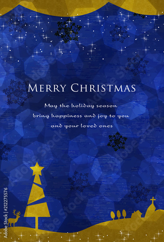 モダンな雰囲気のクリスマスカード 青とゴールド 夜 ポストカードサイズ Buy This Stock Vector And Explore Similar Vectors At Adobe Stock Adobe Stock
