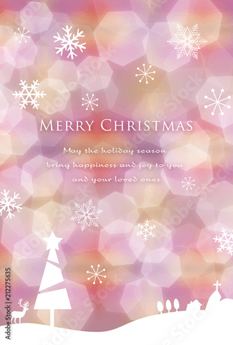 モダンな雰囲気のクリスマスカード ピンク ホワイト ポストカードサイズ Background Wall Mural Backgrou Haruirograf