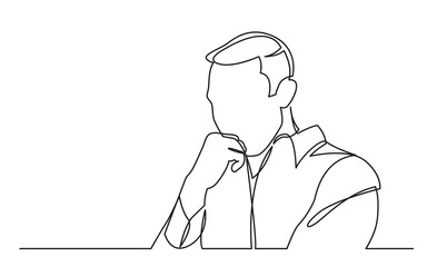 Wall Mural - continuous line drawing of worried man