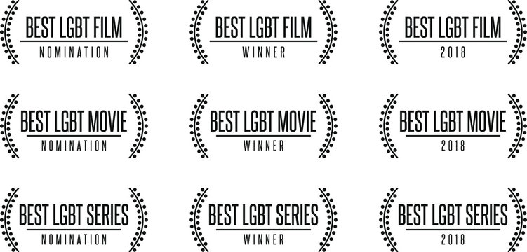 Best lgbt movie film series nomiation award. Laurel vector logo icon set