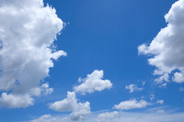 White cloud in clear deep blue sky, in a sunny day.