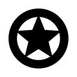 © martialred - Sheriff or Texas Ranger wild west circular star in a wheel badge flat vector icon for games and websites
