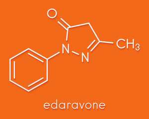 Wall Mural - Edaravone drug molecule. Skeletal formula.