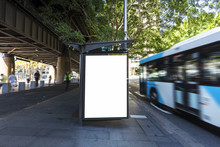 Lightbox Advertisement Next To The Sydney City Bus Stop In Australia