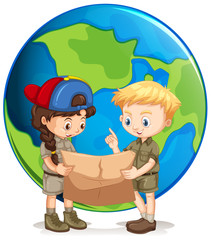 Sticker - Boy and Girl Scouts Reading Map