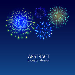 Wall Mural -  Fireworks on twilight background vector. Firework new year holiday celebration.