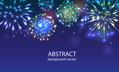 Wall Mural -  Fireworks on twilight background vector. Firework new year holiday celebration.Vector background.