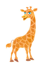  Giraffe. Cartoon illustration on white background.