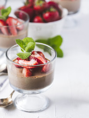 Sticker - Chocolate Panna Cotta with strawberries