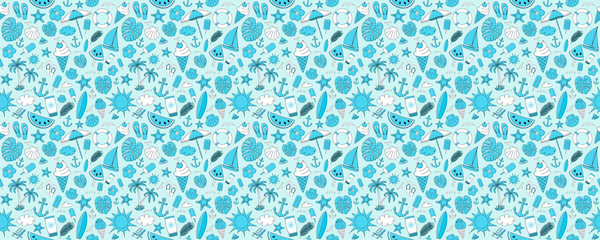 Wall Mural - seamless pattern with summer elements - concept of warpping paper. vector.