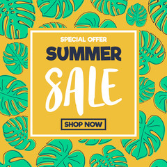 Wall Mural - Tropical design of brochure for Summer Sale. Vector.