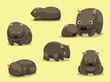 Wombat Poses Cartoon Vector Illustration