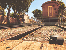 Overview Of The Rails And A Wagon, In The Old Train Station In Tel Aviv, Israel