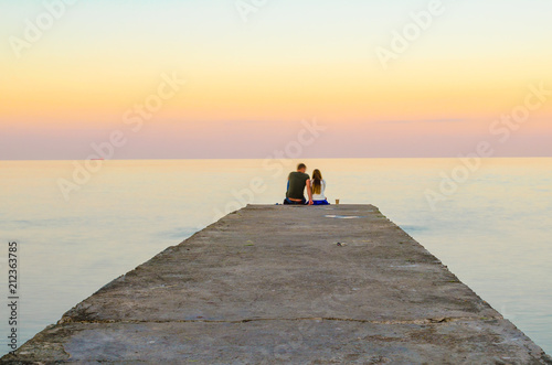Photographie Seascape during the sunset in the Odesa of Ukraine