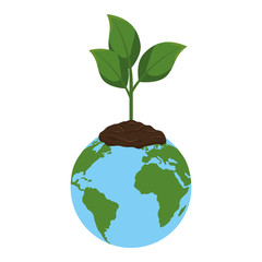 Wall Mural - world planet earth with plant vector illustration design