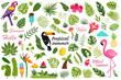 © sweet kiwi - cartoon set of flat summer decor elements. tropical design. vector illustration
