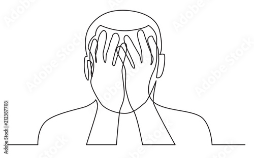 Cuadros en Lienzo continuous line drawing of man suffering from depression