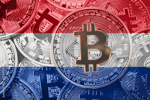 Stack Of Bitcoin Netherlands Flag Bitcoin Cryptocurrencies Concept - 