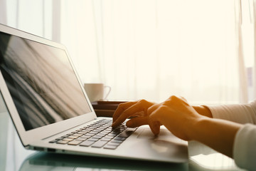 Wall Mural - Humans use laptop computers to communicate