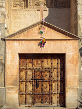 Old Wooden Church Door With A Cross Above - Redecilla Del Camino, Castile And León, Spain