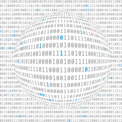 Poster - Binary data view. cybersecurity. binary code concave hemisphere with allocated key bits. vector