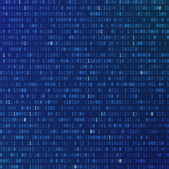 Leinwandbilder - Binary code. Programming encoded information. Technology background. Stream of zeros and ones. matrix of numbers on blue background. Vector illustration