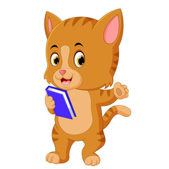 Sticker - cat holding book