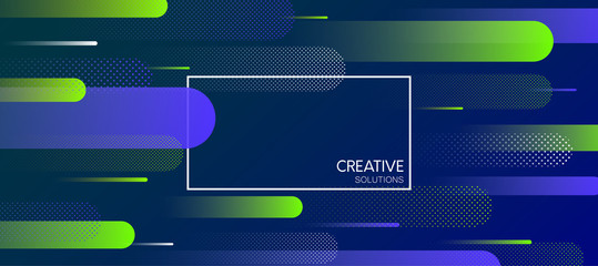 Blue creative solutions background with geometric pattern.