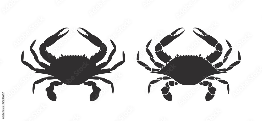 Crab silhouette. Logo. Isolated crab on white background - obrazy, fototapety, plakaty 