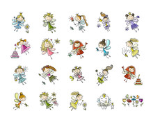 Cute Little Fairies Collection, Sketch For Your Design