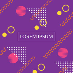 Wall Mural - memphis style cover, banner, card, poster template with geometric patterns and shapes. abstract fash