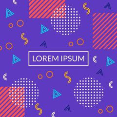 Wall Mural - memphis style cover, banner, card, poster template with geometric patterns and shapes. abstract fash