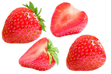 Strawberry group set for design. Isolated for clipping path.