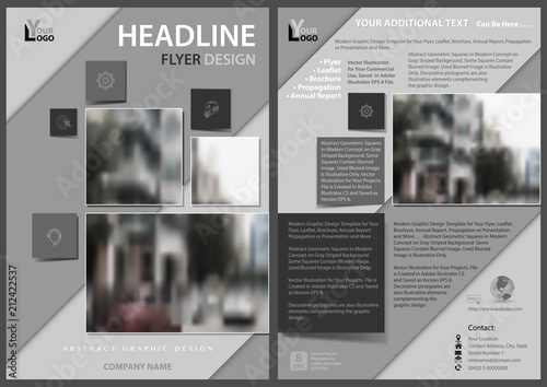 Flyer Template with Diagonal Gray Stripes - Modern Abstract Graphics Illustra...