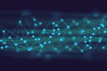 Poster - data deep learning hologram ai technology robotic, molecule of chemical, atom cell science, futuristic cyber network, system of background illustration 3d rendering