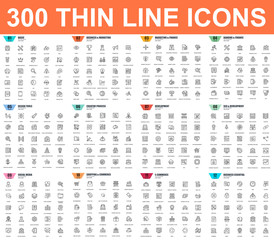 Wall Mural - Simple set of vector thin line icons. Contains such Icons as Business, Marketing, Shopping, Banking, E-commerce, SEO, Technology, Development, Finance. 48x48 Pixel Perfect. Linear pictogram pack.