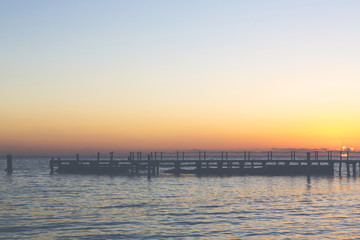 Wall Mural - Amazing seascape from the Caribbean coast. Sunset colors with vintage effect applied.