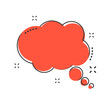 Cartoon thought bubble icon in comic style. Think bubble sign illustration pictogram. Cloud splash business concept.