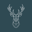 Polygonal deer portrait. Geometric animal illustration. Reindeer poster. Scandinavian style. Vector print.