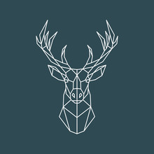 Polygonal Deer Portrait. Geometric Animal Illustration. Reindeer Poster. Scandinavian Style. Vector Print.