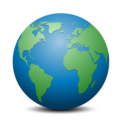 Wall Mural - blue globe with green continents - stock vector