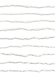 Wall Mural - Layered oblong torn white paper fragments placed one under another with soft shadow. Vector paper template.
